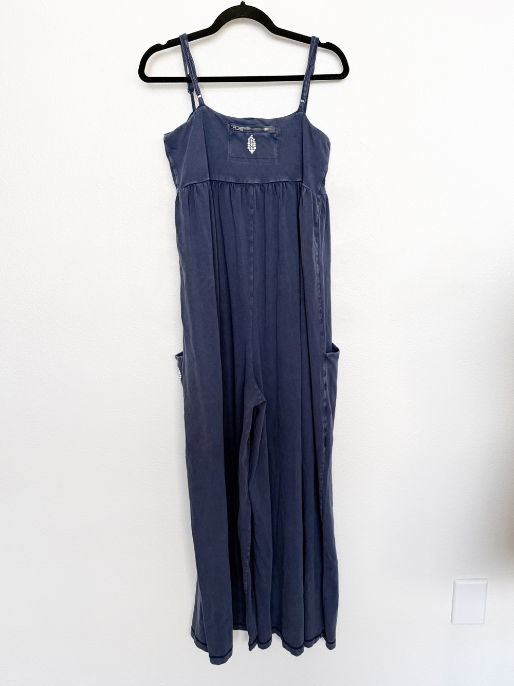 Free People Movement Hot Shot Strappy Wide Leg Jumpsuit Onesie Indigo Blue - Picture 4 of 12